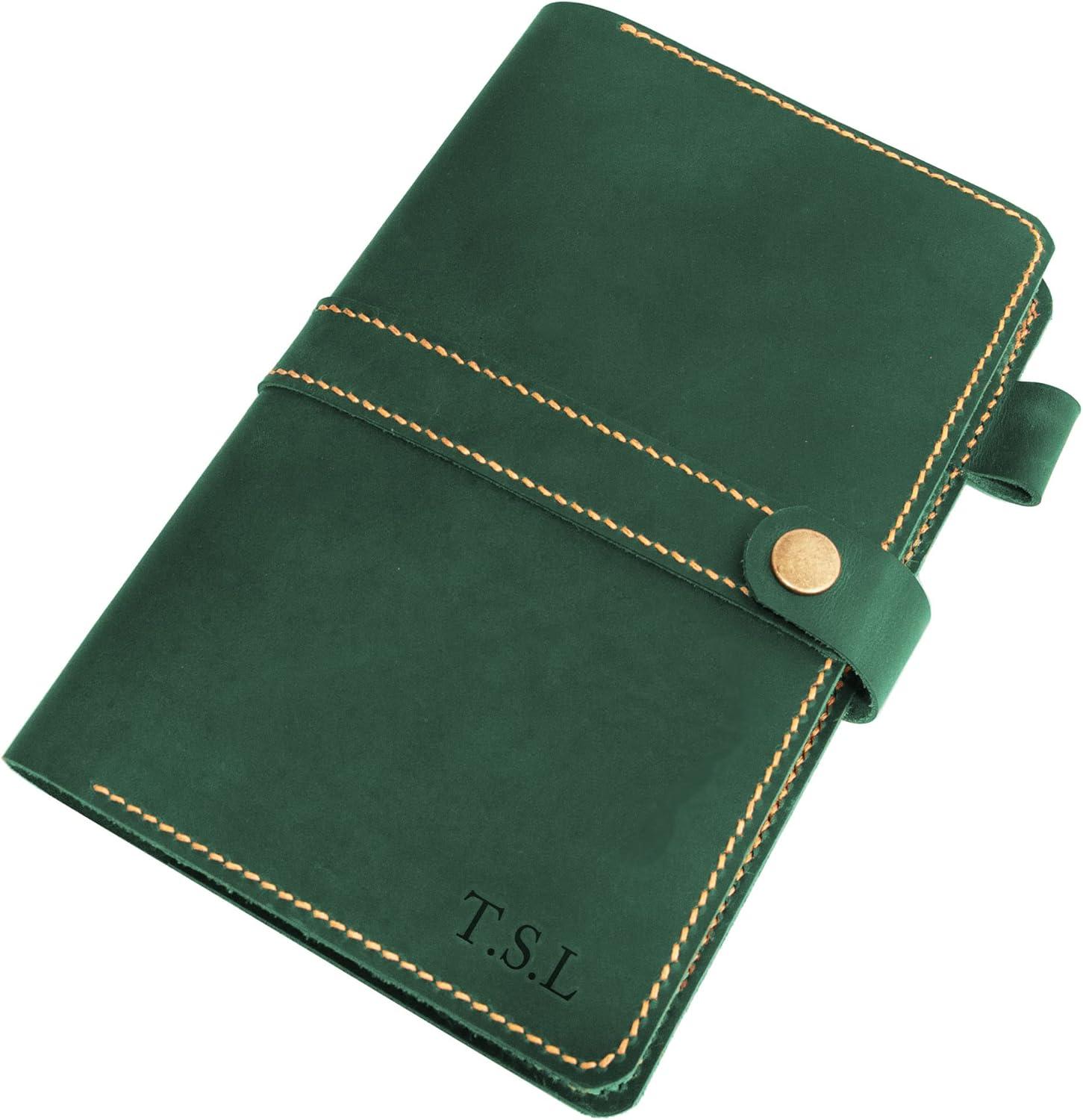 imagePersonalized Leather Journal Cover for Moleskine Large Size Hard Cover 5x825 Notebook Handmade Refillable Black Leather Journal cover