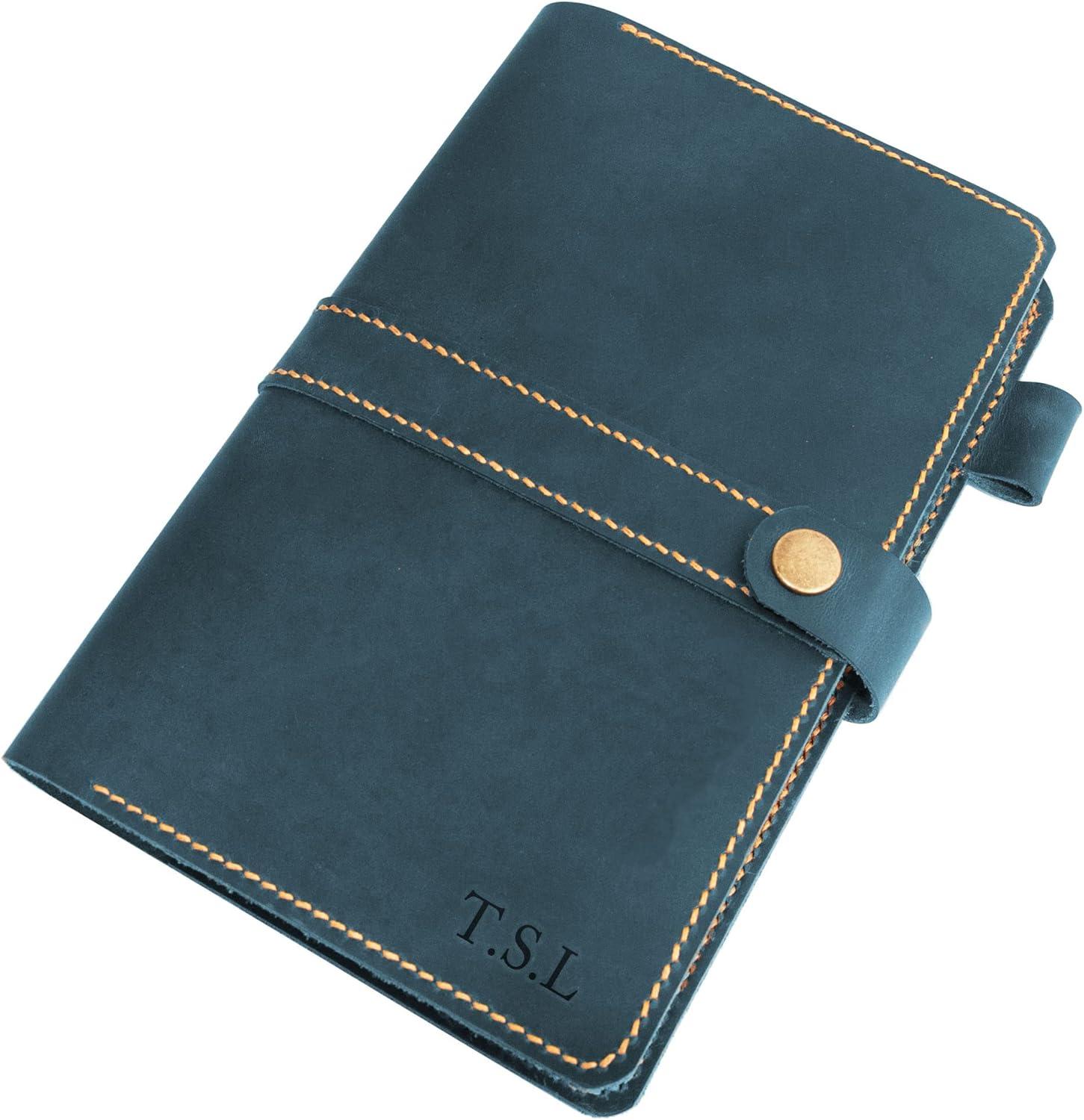 imagePersonalized Leather Journal Cover for Moleskine Large Size Hard Cover 5x825 Notebook Handmade Refillable Black Leather Journal cover