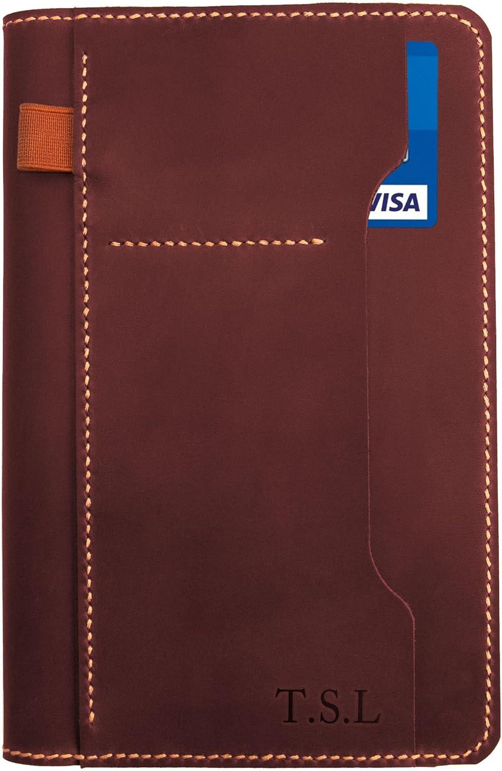 imagePersonalized Leather Journal Cover for Moleskine Large Size Hard Cover Notebook Handmade Leather Cover for 5quotx825quot Hardback Notebookwith pen holder Notebook Cover