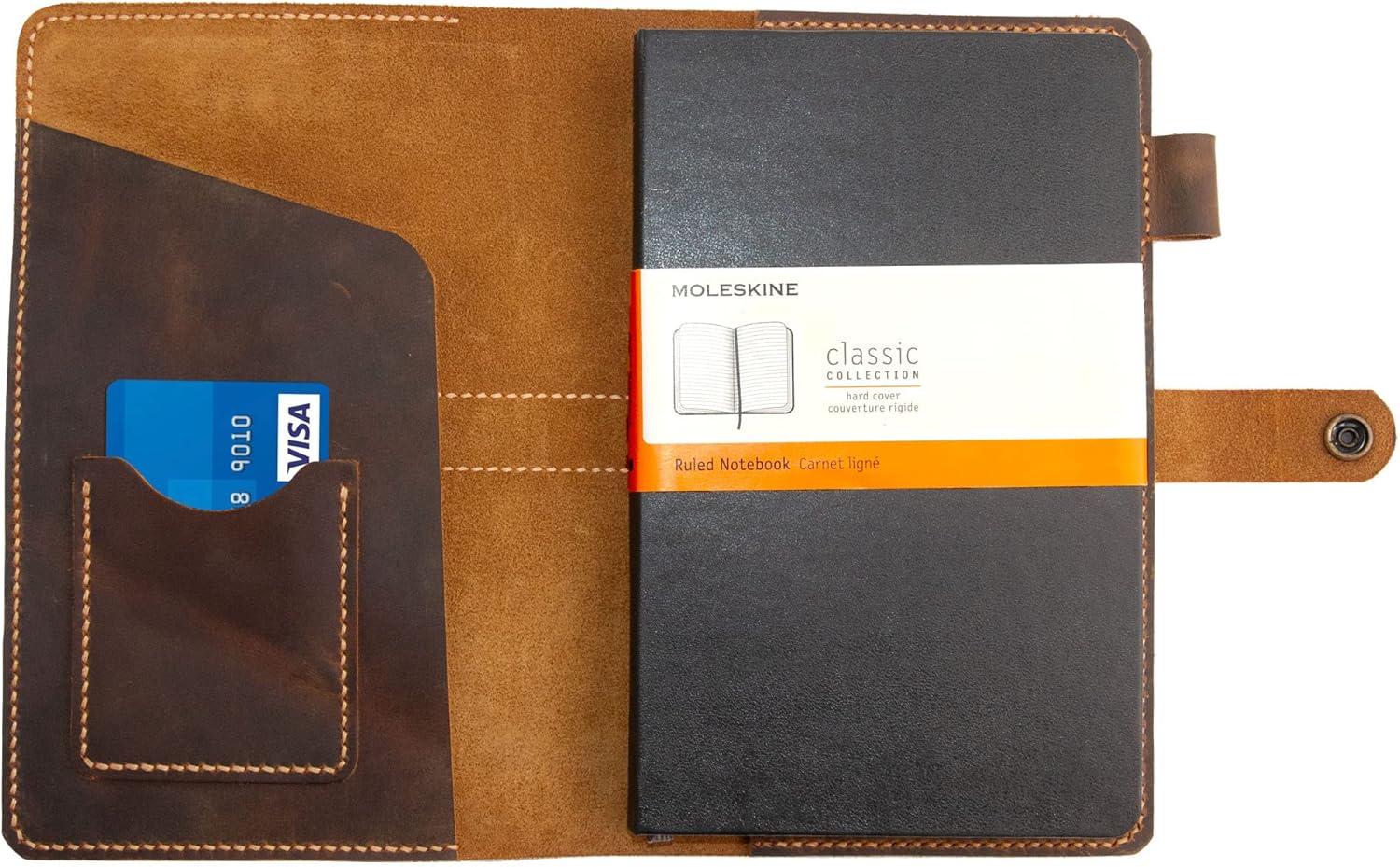 imagePersonalized Leather for Moleskine Classic Cover with pen holder 5quot x 825quot Notebook Cover Refillable Journal Field Notes Cover Leather
