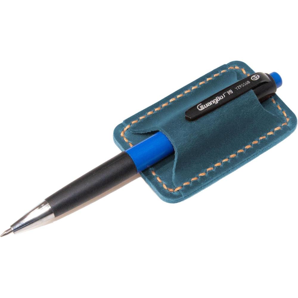 imageHandmade Leather Pen Holder Clip Notebook Pen Loop Stylish Leather Pen Holderfor Books notebook pen pencil holder clip and Practical Pen Organizer Single pen holder BlackSingle Pen Holder Blue