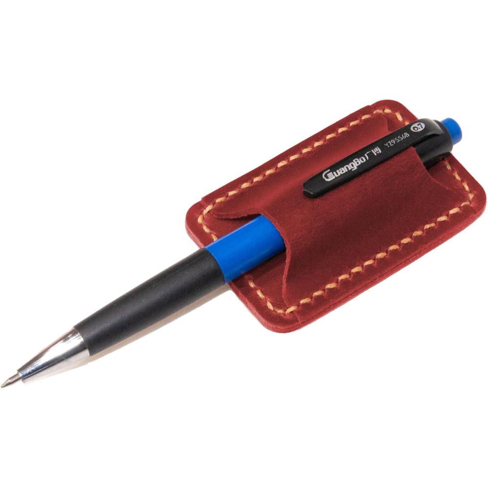 imageHandmade Leather Pen Holder Clip Notebook Pen Loop Stylish Leather Pen Holderfor Books notebook pen pencil holder clip and Practical Pen Organizer Single pen holder BlackSingle pen holder Red
