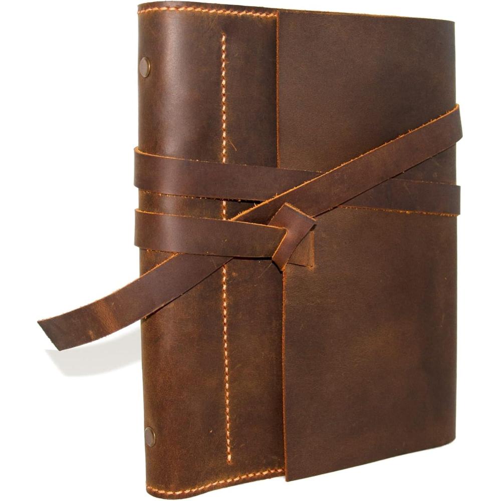 imageLeather Journal Cover Engraved Personalized Book Cover A Leather Notebook With A Monogram Or Name Him Gifts For Her Lined Paper 160 PagesRustic BrownChristmas Gift
