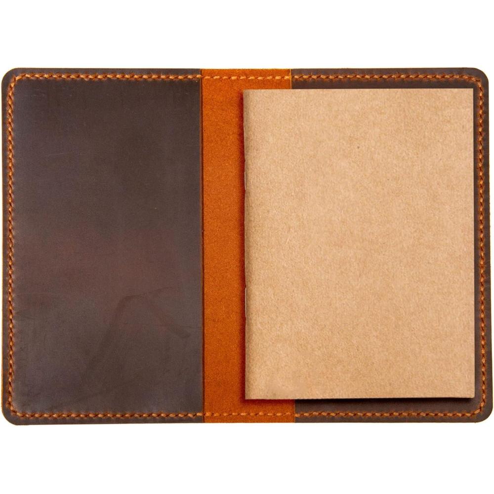 imageLeather Journal Cover for Moleskine Cahier Notebook Pocket size 35quot x 55quot Refillable Pocket Cover GreenBrown