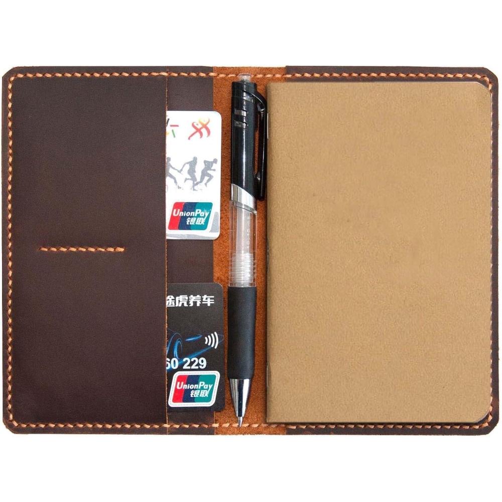 imageLeather Journal Cover for Moleskine Cahier Notebook Pocket size 35quot x 55quot Refillable Pocket CoverPersonalized Gift For Him