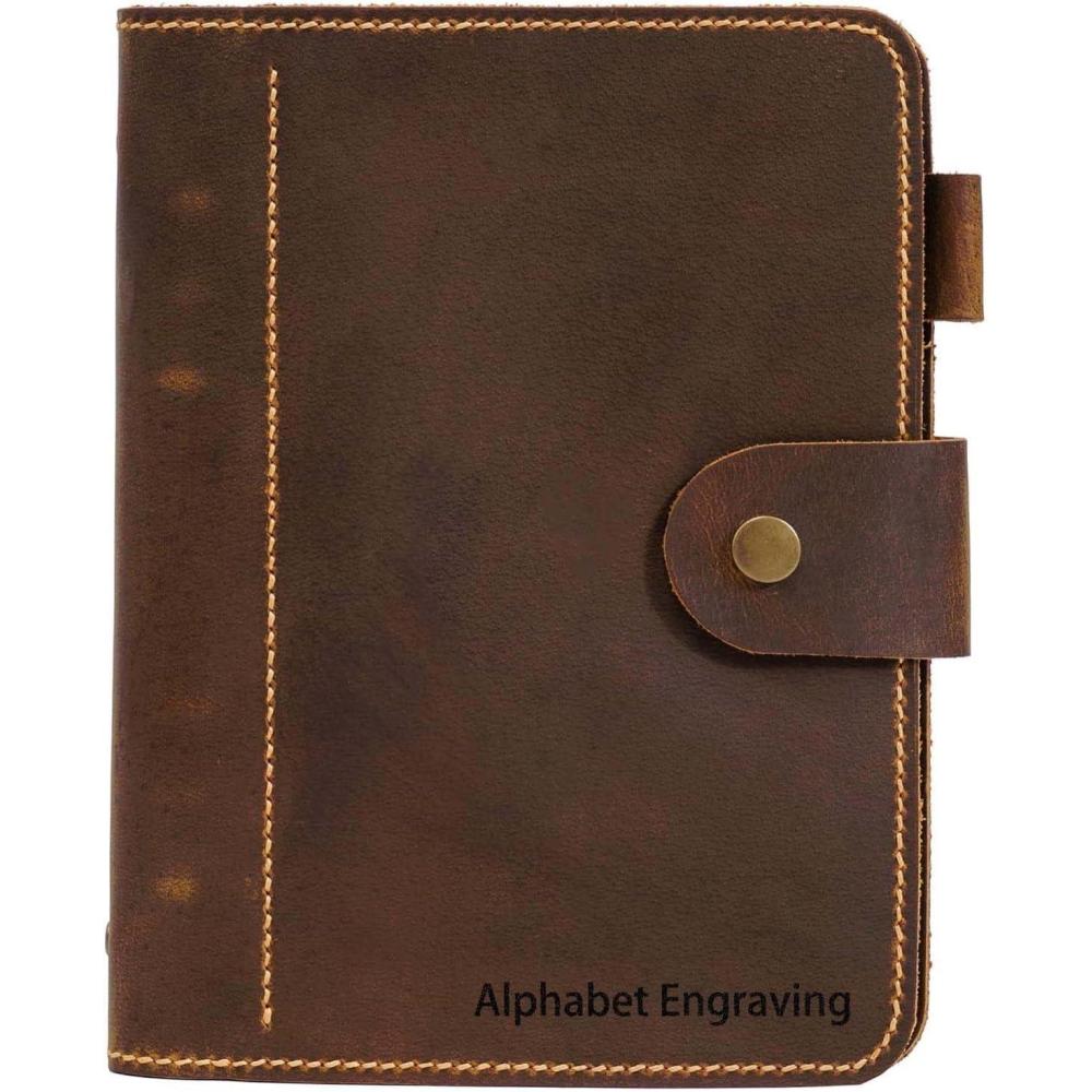 imagePersonalized A5 Leather Organizer Agenda Custom Travel Journal 6 Ring Binder Notebook Handmade Leather Journal Notebook Customized Gift