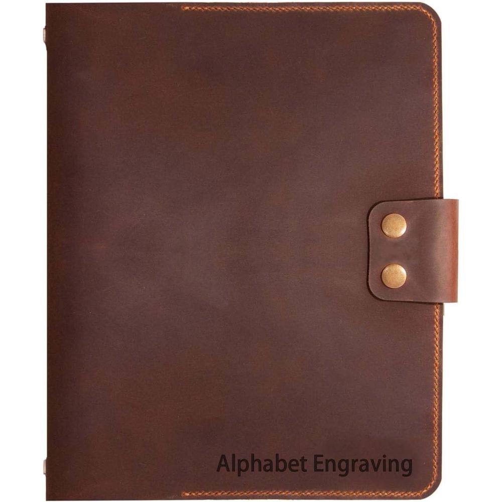 imagePersonalized Leather Binder 3Ring Fit 3 Hole 85 X 11 Refill Paper Folio Leather Business Organizer