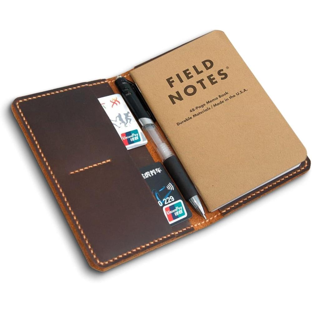 imagePersonalized Leather Journal Cover For Moleskine Cahier Notebook Pocket Size 35quot X 55quot Field Notes Cover Personalized Gift Refillable Pocket Cover