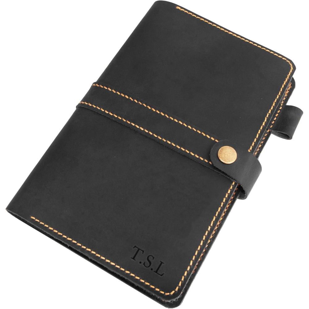 imagePersonalized Leather Journal Cover for Moleskine Large Size Hard Cover 5x825 Notebook Handmade Refillable Black Leather Journal cover