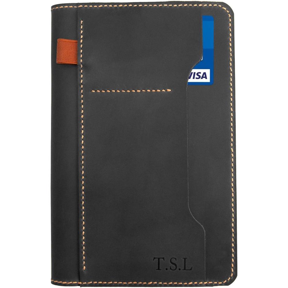 imagePersonalized Leather Journal Cover for Moleskine Large Size Hard Cover Notebook Handmade Leather Cover for 5quotx825quot Hardback Notebookwith pen holder Notebook Cover