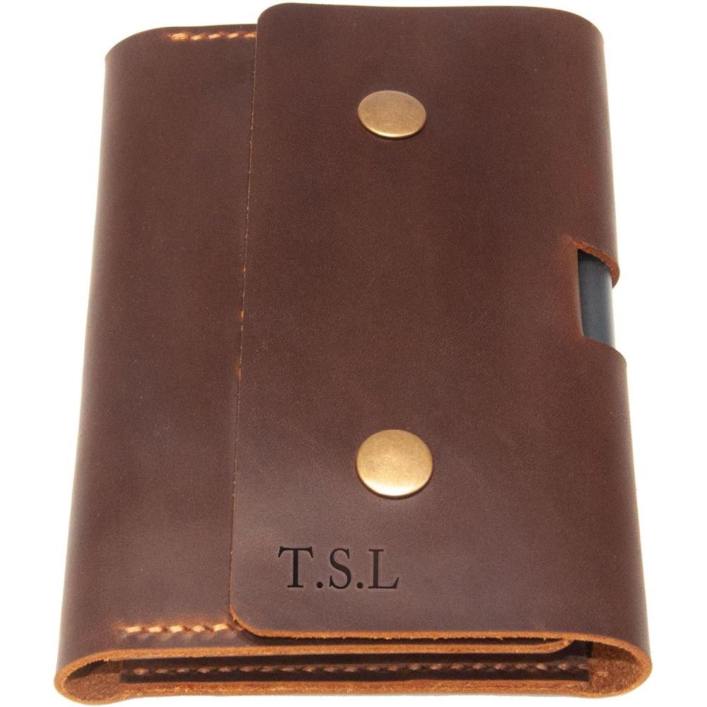 imagePersonalized Refillable Leather Journal Cover for Moleskine Cahier Notebook Pocket size with pen holder 35quot x 55quot Field Notes Cover