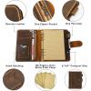 Personalized Size A5 6 Ring Leather Refillable Planner Binder, Travelers Journal, Sketchbook, Distressed Leather, Travel Journal For Men Women （Lined Paper 160 Pages）, Customized Gift