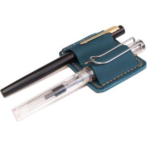 Handmade Leather Pen Holder Clip Notebook Pen Loop Stylish, Leather Pen Holderfor Books, notebook pen pencil holder clip and Practical Pen Organizer Single pen holder (Black)(Blue)