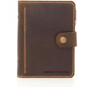 Personalized A6 6 Ring Leather Refillable Planner Binder, Travelers Journal, Distressed Tooled Leather（Lined Paper 160 Pages） Customized Gift