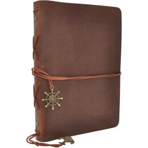 Personalized Refillable 6 Ring Rustic Leather Journal Cover With, Unique Leather A5 Refill Planner Binder Sketchbook,Christmas Gift