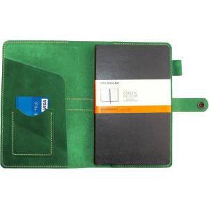 Turbosnail Leather Journal Cover for Moleskine Large Size Hard Cover Notebook, Handmade Leather Cover for 5″x8.25″ Hardback Notebook,with pen holder Notebook Cover (Blue)(Dark Green)