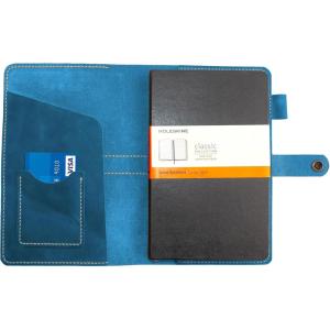 Turbosnail Leather Journal Cover for Moleskine Large Size Hard Cover Notebook, Handmade Leather Cover for 5″x8.25″ Hardback Notebook,with pen holder Notebook Cover (Blue)(Blue)