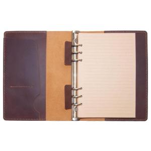 Turbosnail Personalized Size A5 6 Ring Leather Refillable Planner Binder, Travelers Journal, Sketchbook, Distressed Leather, Travel Journal For Men Women （Lined Paper 160 Pages）
