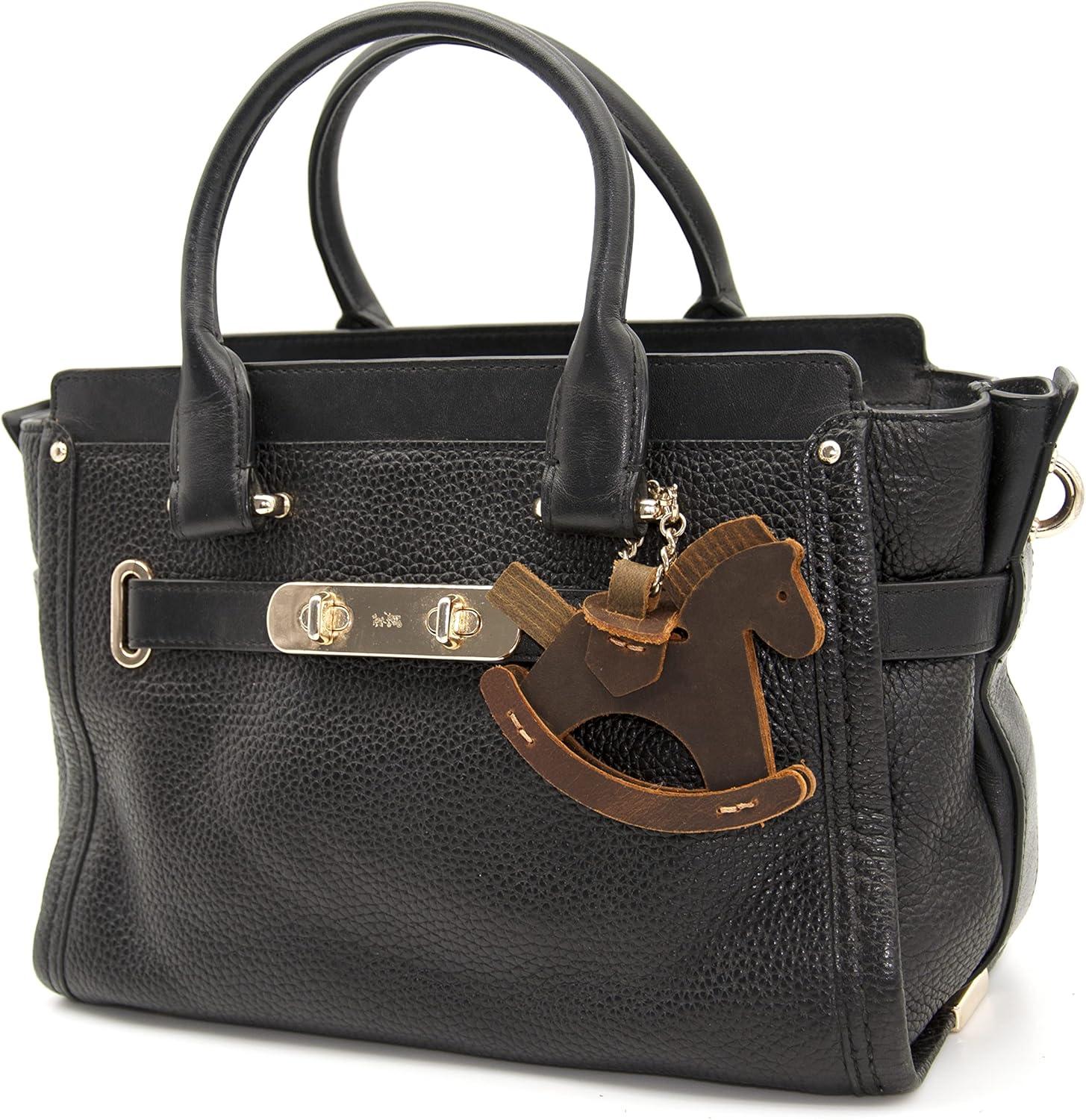 image:imageHandmade Leather Bag Charms Totes ampamp Duffels Cute Pony Keychain Stylish Leather Bag Accessories Office Desk Decoration Decompression Toy Christmas Ornament Leather Rocking Horse