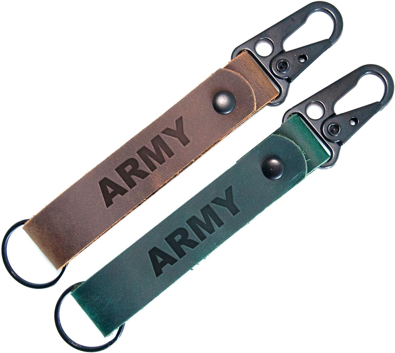 image:imagePersonalized Coordinate Leather Keychain Custom Key Fob Custom Text Keychain Customized Gifts Brown Military UnisexAdult