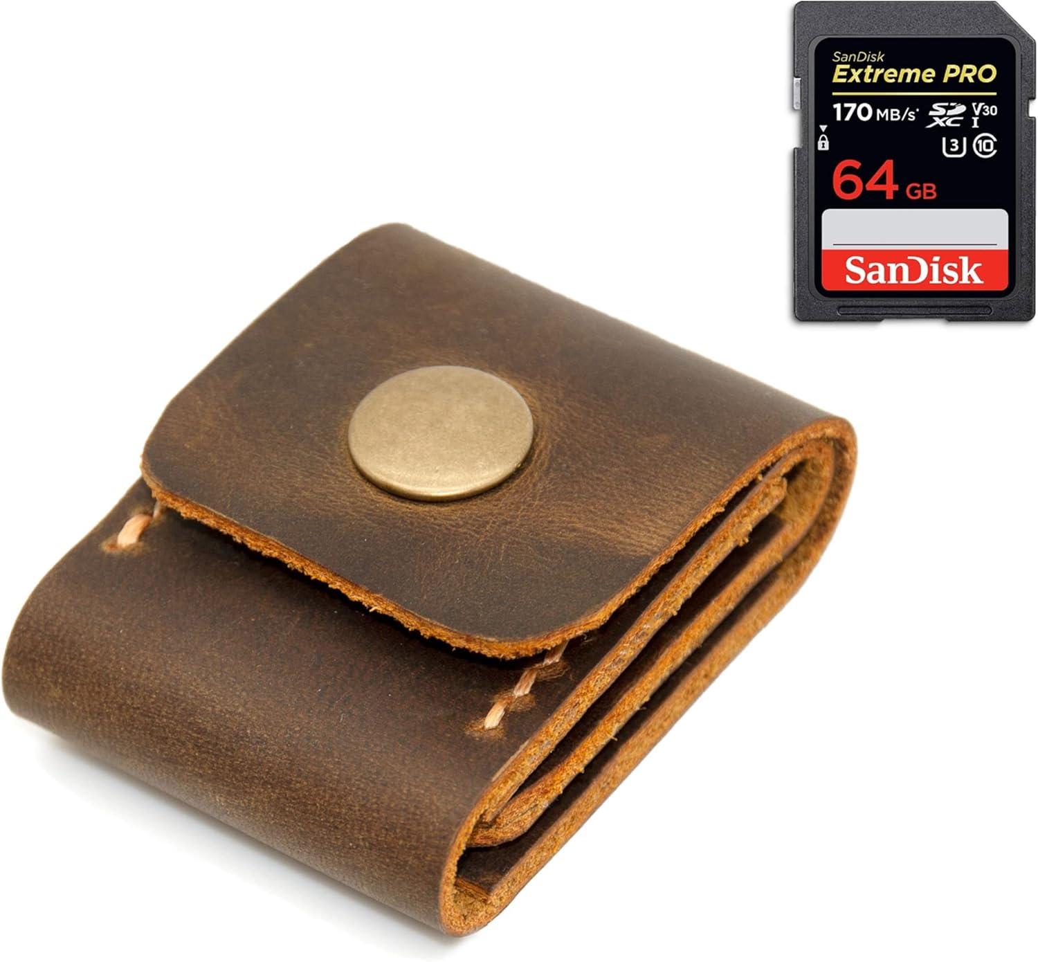 image:imagePersonalized Genuine Leather SD Memory Card CaseWalletHolder 3 Card Capacity Fits In Any Camera Bag Great For Travel Photography