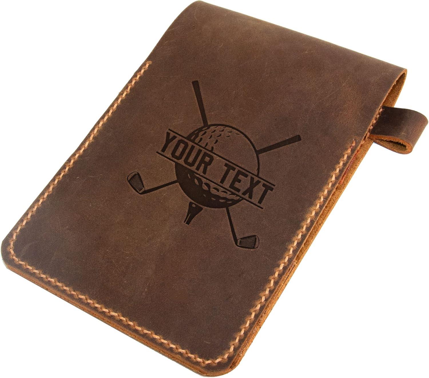 image:imagePersonalized Golf Scorecard Holder Leather Hand Stitched Yardage Book Holder Golfers Gift Gift for Him Gift for Dad Leather Golf Gifts