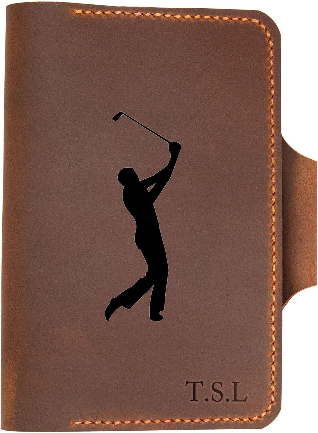 image:imagePersonalized Leather Golf Scorecard Holder Cover Handmade Yardage Book Cover Holder With Pencil Holder Custom Leather Yardage Book Cover Holder Golf Gift