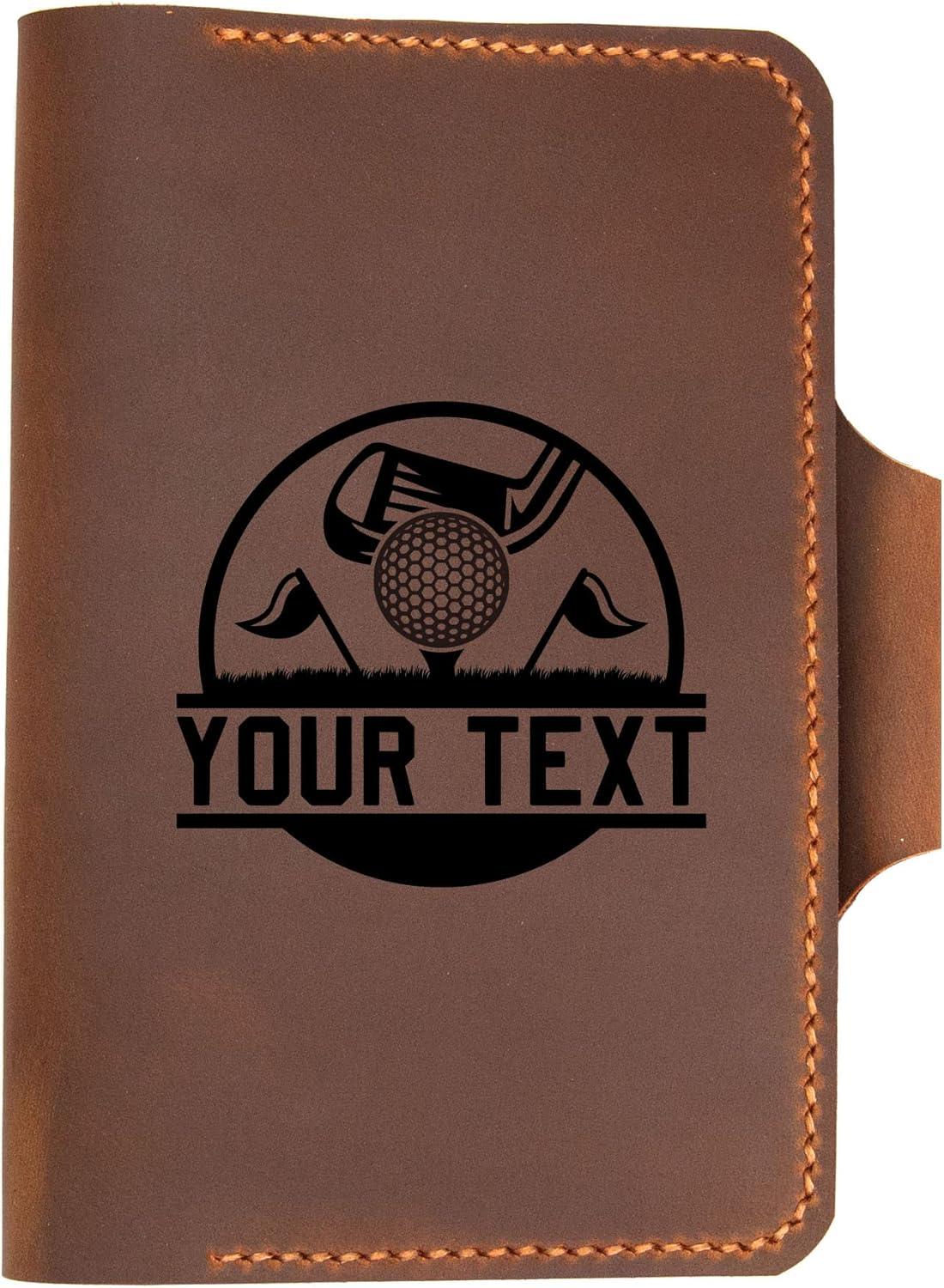 image:imagePersonalized Leather Golf Scorecard Holder Cover Handmade Yardage Book Cover Holder With Pencil Holder Custom Leather Yardage Book Cover Holder Golf Gift