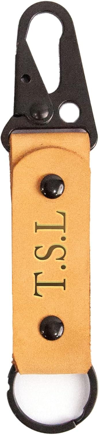 image:imagePersonalized Leather Keychain Custom Initials Ships Free Leather Keychain Embossed With Your Name Gift For Birthday Keyfob Best Gift