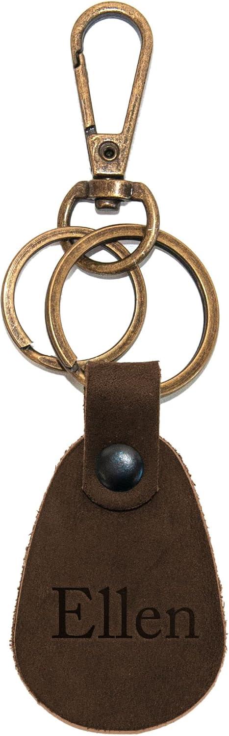 image:imagePersonalized Leather Keychain Custom Engraved Key Chain Gifts For Men and Birthday Monogram Key Fob Gift For Boyfriend Hand Tooled Leather Keychains Teardrop Keychain