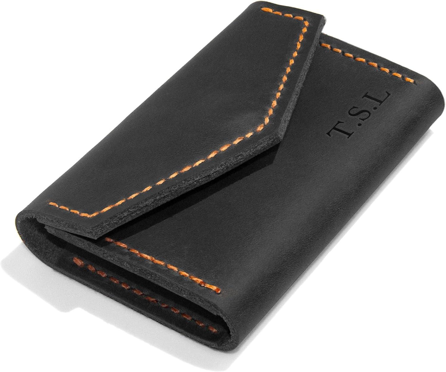 image:imagePremium Leather Wallet Men Women Cardholder With Initials Engraving Mini Personalized Wallet Coins Slim Minimal Small Leather Wallet Gift