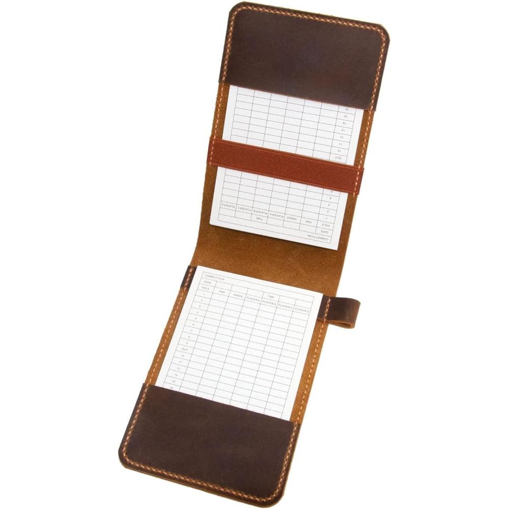 image:imagePersonalized Golf Scorecard Holder Leather Hand Stitched Yardage Book Holder Golfers Gift Gift for Him Gift for Dad Leather Golf Gifts