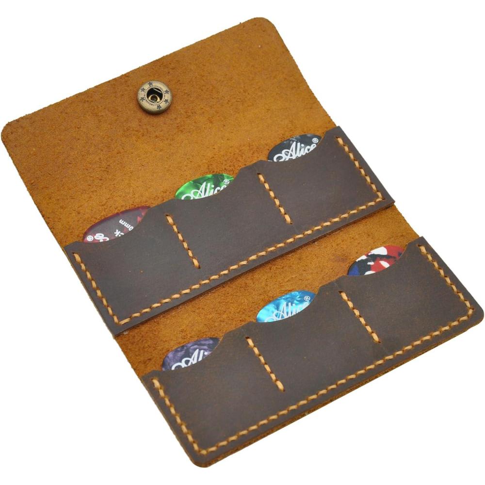 image:imagePersonalized Guitar Pick Case Leather Guitar Pick Holder Guitar Plectrum Holder Unique Gifts For The Guitar Player Guitarist Engraved Gifts For Him Customized Gift