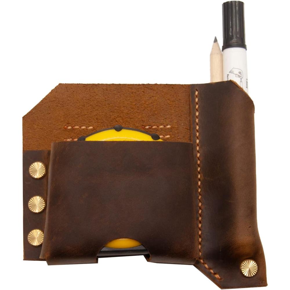image:imagePersonalized Handmade Leather Tape Measure Holder Custom Made Leather Tape Measure Case Belt Loop Tape Measure HolsterCustomized Gift