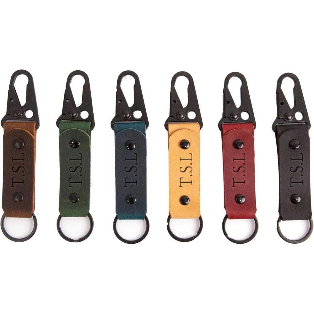 image:imagePersonalized Leather Keychain Custom Initials Ships Free Leather Keychain Embossed With Your Name Gift For Birthday Keyfob Best Gift