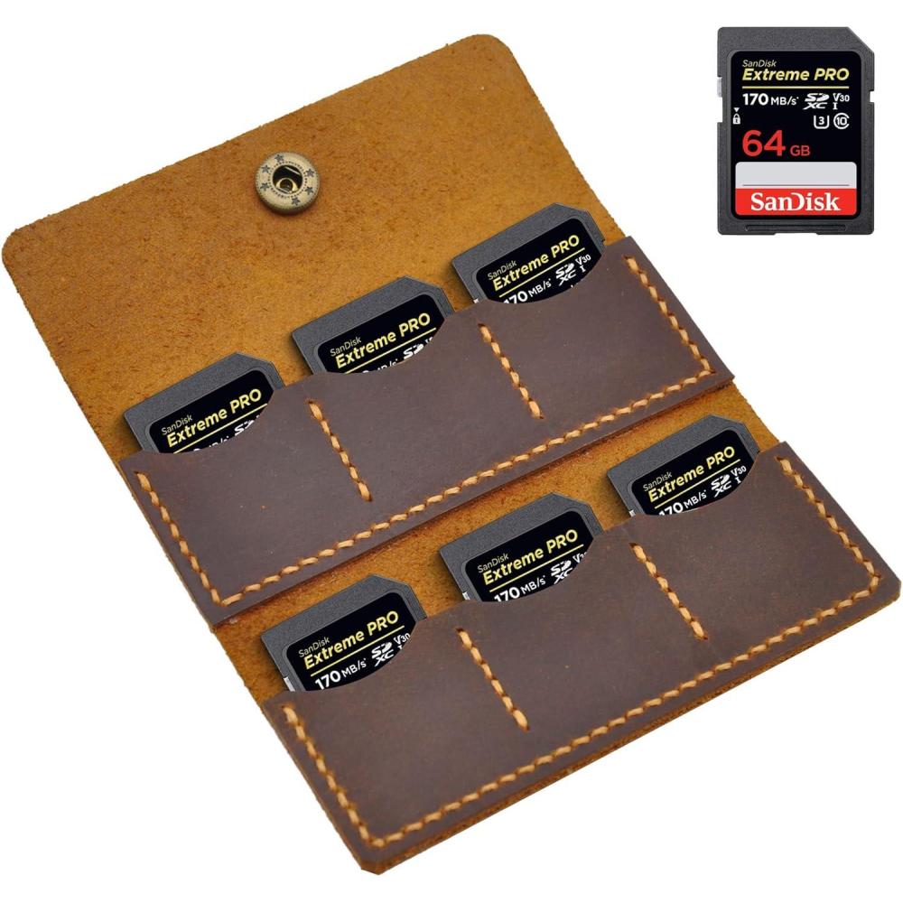 image:imagePersonalized Leather SD Card Holder with 6 Card Slots Leather SD Card Case Crafted SD Card Wallet Minimalist Design Memory Card CaddyPhotographer and Videographer Gift