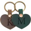 Custom Personalized Leather Heart Keychain, Initials Name Key Chain, Monogrammed Leather Tag, Mothers Day Gift,Couple Anniversary Gift,Customized Gifts