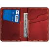 Leather for Men & Women Front Pocket Card Holder | Minimalist Wallet | Front Pocket Wallet | Leather Card Sleeve | Minimalist Handmade Card Holder (Dark Green（Style 2）)(Red)