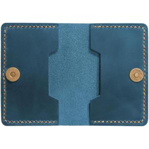 Leather Card Holder, Origami Wallet, Coin Purse Case, Credit Card Wallet, Credit Card Holder, Magnet button wallet Christmas gifts (Brown)(Blue)