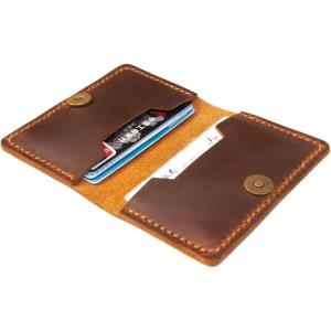 Leather Card Holder, Origami Wallet, Coin Purse Case, Credit Card Wallet, Credit Card Holder, Magnet button wallet Christmas gifts (Brown)(Brown)