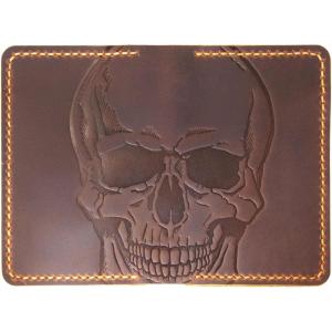 Leather for Men & Women Front Pocket Card Holder,Minimalist Wallet,Leather Card Sleeve(Style 1 (Skull and Bones))