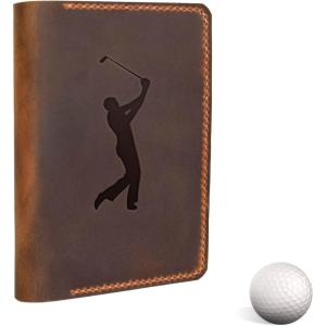 Personalized Leather Golf Scorecard & Yardage Book Holder, Personalized Golf Gift, Yardage Book Holder, Gifts for Dad, Gifts for Golfers(Brown)