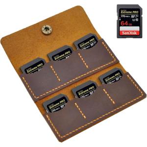 Personalized Leather SD Card Holder with 6 Card Slots, Leather SD Card Case, Crafted SD Card Wallet, Minimalist Design Memory Card Caddy,Photographer and Videographer Gift