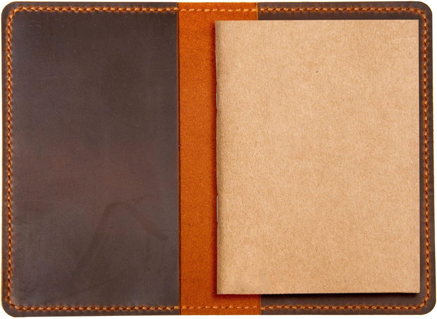 image:imageLeather Journal Cover for Moleskine Cahier Notebook Pocket size 35 x 55 Refillable Pocket Cover RedBlack