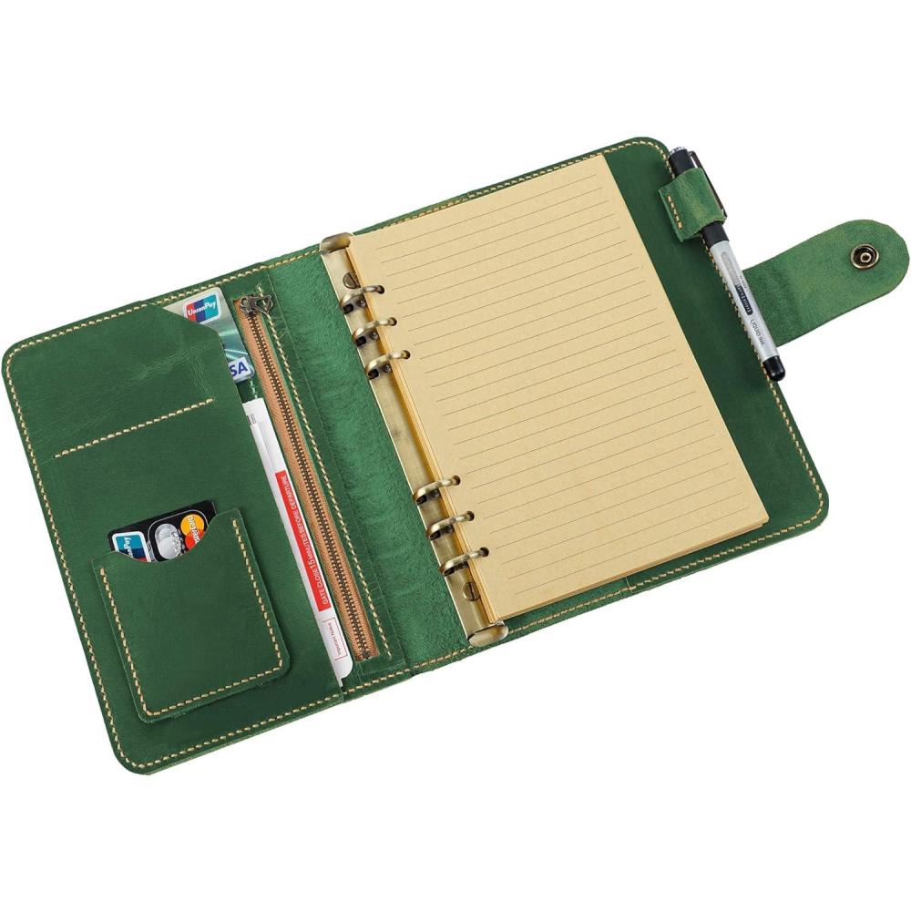 image:imageLeather A5 binder planner Refillable leather journal Leather notebook A5 ring binder Custom gift for him Leadership Gifts Corporate Gifts for Clients BrownGreen