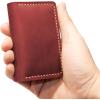 Leather for Men & Women Front Pocket Card Holder | Minimalist Wallet | Front Pocket Wallet | Leather Card Sleeve | Minimalist Handmade Card Holder (Brown)(Red)