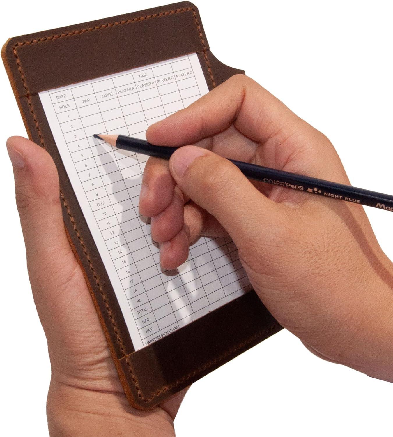 image:imagePersonalized Leather Golf Yardage Book Holder Leather Golf Scorecard Holder with pencil holder Gifts For Him Dad Gifts Boyfriend Gifts