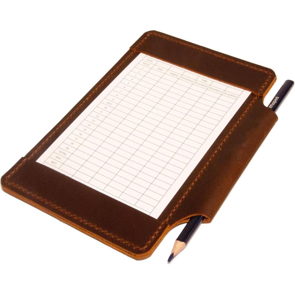 image:imagePersonalized Leather Golf Yardage Book Holder Leather Golf Scorecard Holder with pencil holder Gifts For Him Dad Gifts Boyfriend Gifts