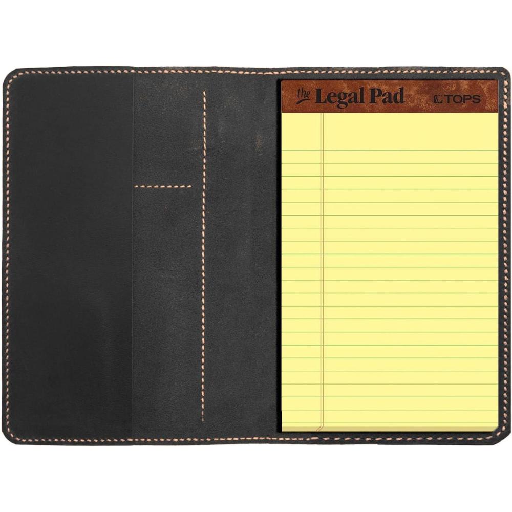 image:imageGenuine Leather Notebook Notepad Cover for TOPS The Legal Pad Writing Pads Docket 5 x 8 Cover retro real leather portfolio folder cover organizer BrownBlack