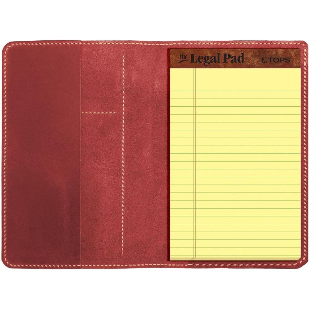 image:imageGenuine Leather Notebook Notepad Cover for TOPS The Legal Pad Writing Pads Docket 5 x 8 Cover retro real leather portfolio folder cover organizer BrownRed
